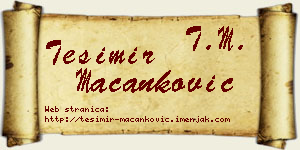 Tešimir Macanković vizit kartica